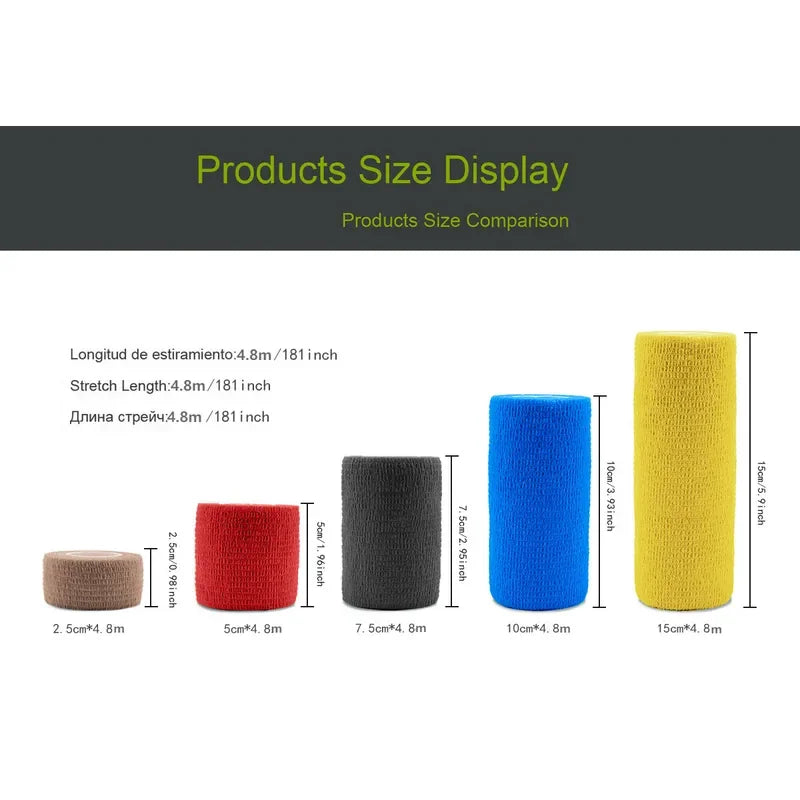 1/15Pcs 4.8m Black Sport Self Adhesive Elastic Bandage Wrap Tape Elastoplast For Knee Support Pads Finger Ankle Palm