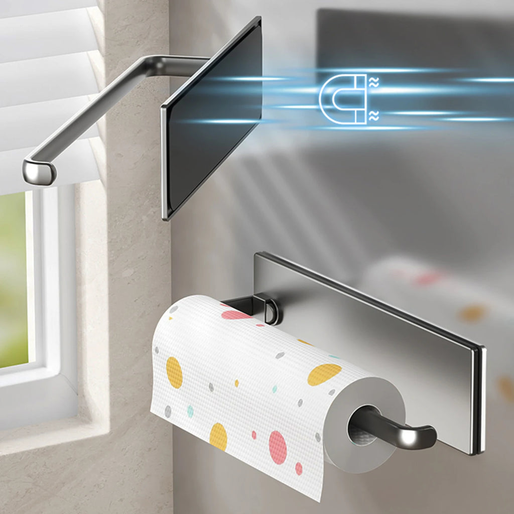 Magnetic tissue holder for kitchen refrigerator, kitchen tissue holder, non drilling paper roll holder, kitchen towel holder