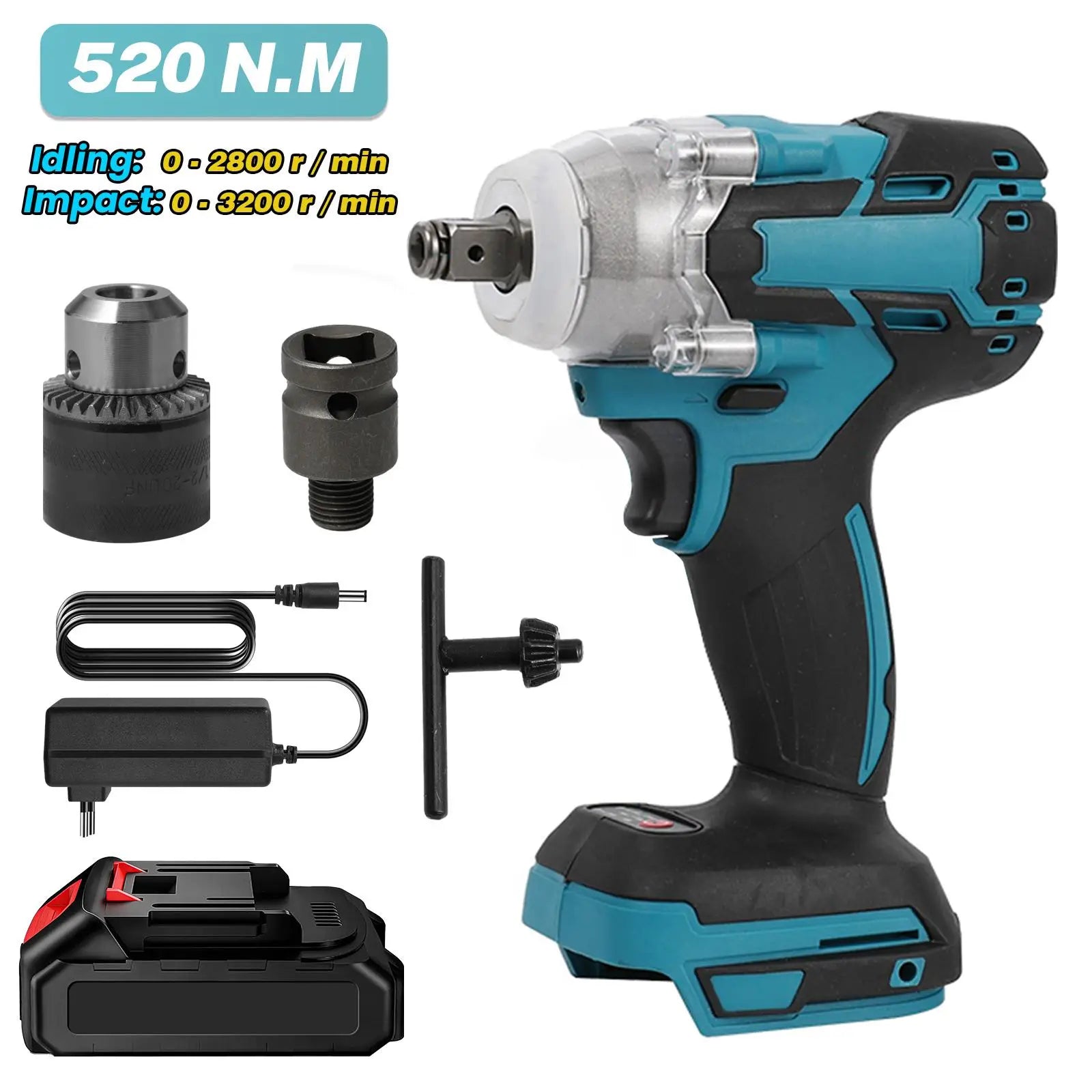 3000N.m 1/2" Cordless Electric Impact Wrench Variable Speed Brushless Electric Wrench Power Tool For Makita 18-21V Battery