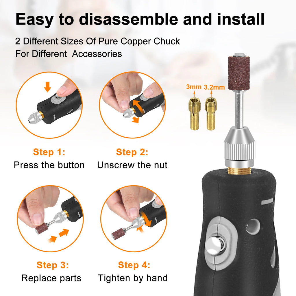 Toolour Cordless Rotary Tool with Display 5000-18000RPM 5-Speed Adjust Electric Carving Pen for DIY Projects/Home Repair/Craft