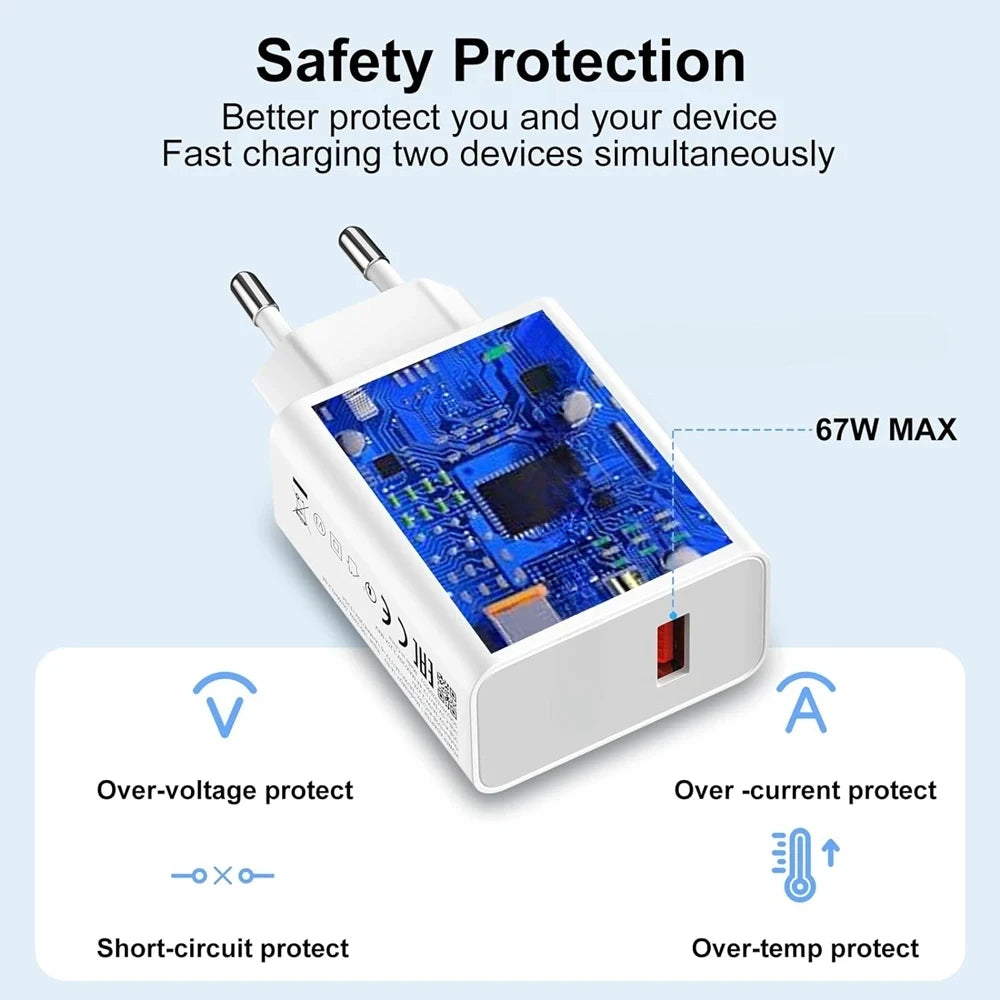 67W EU US Ultra Fast Charger For Xiaomi 11 12 13T 14T 15 Redmi Note 11T 12T 13 14 Pro POCO Type C USB Turbo Rapid Charging Cable