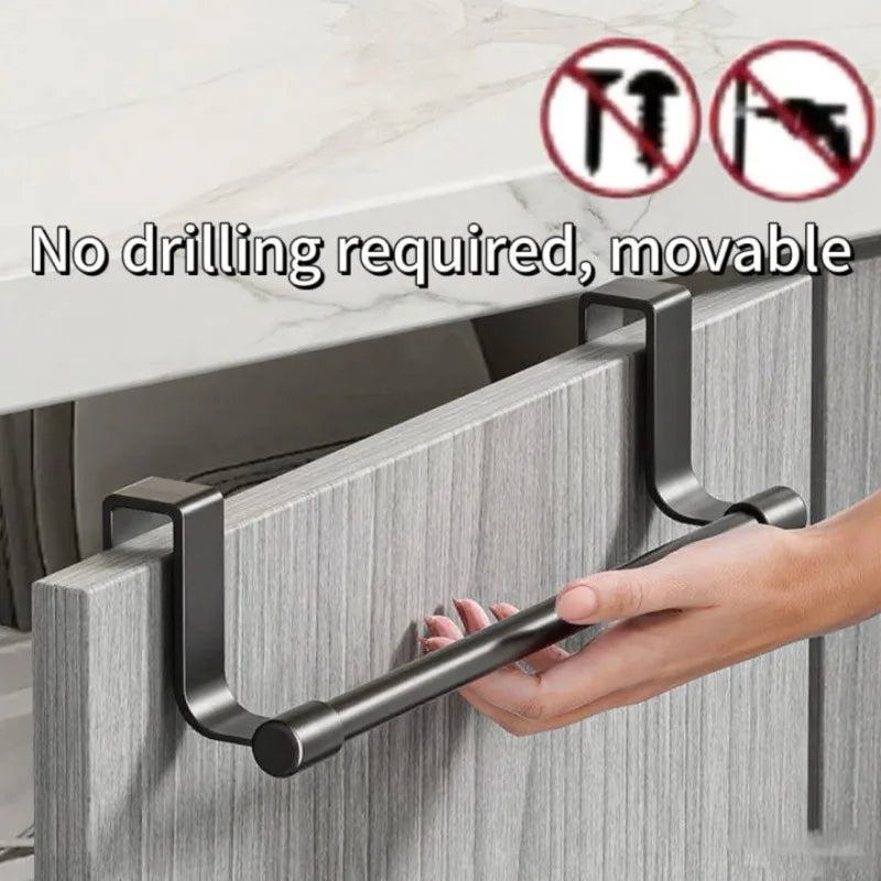 1/2pcs Wall Mounted Kitchen Cabinet Towel Rack-A Space Saving Cloth Rack Suitable for Homes and Bathrooms,No Drilling Required