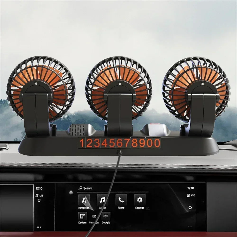 1/2/3 Head Car Fan Summer Air Fan USB/12V/24V Fan Cooler Adjustable 2 Speeds Silent Fan for Home Desk Office&Car Air Fan