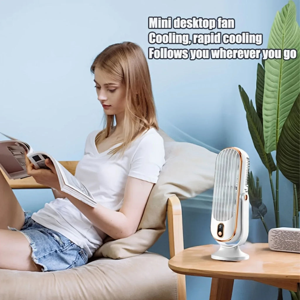 Portable USB Desk Fan Dual Motor 5-Speed LED Large Battery 360° Cooling Quiet for Office Home Travel Camping RV