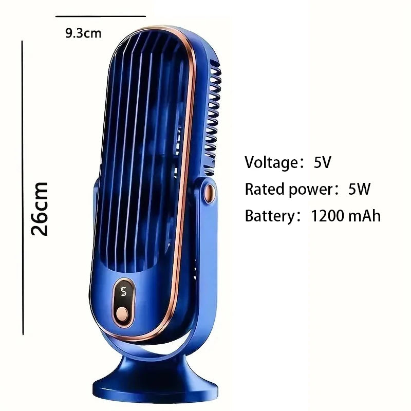 USB charging air-cooled small fan, 5-speed adjustable, large battery dual motor stylish desktop fan, portable air cooler
