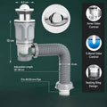 1-5Pcs Kitchen ABS Sink Drain Kit Drain Stopper Flexible Hose Body Stainless Steel Top Side Outlet Basin Drain Pipe Set