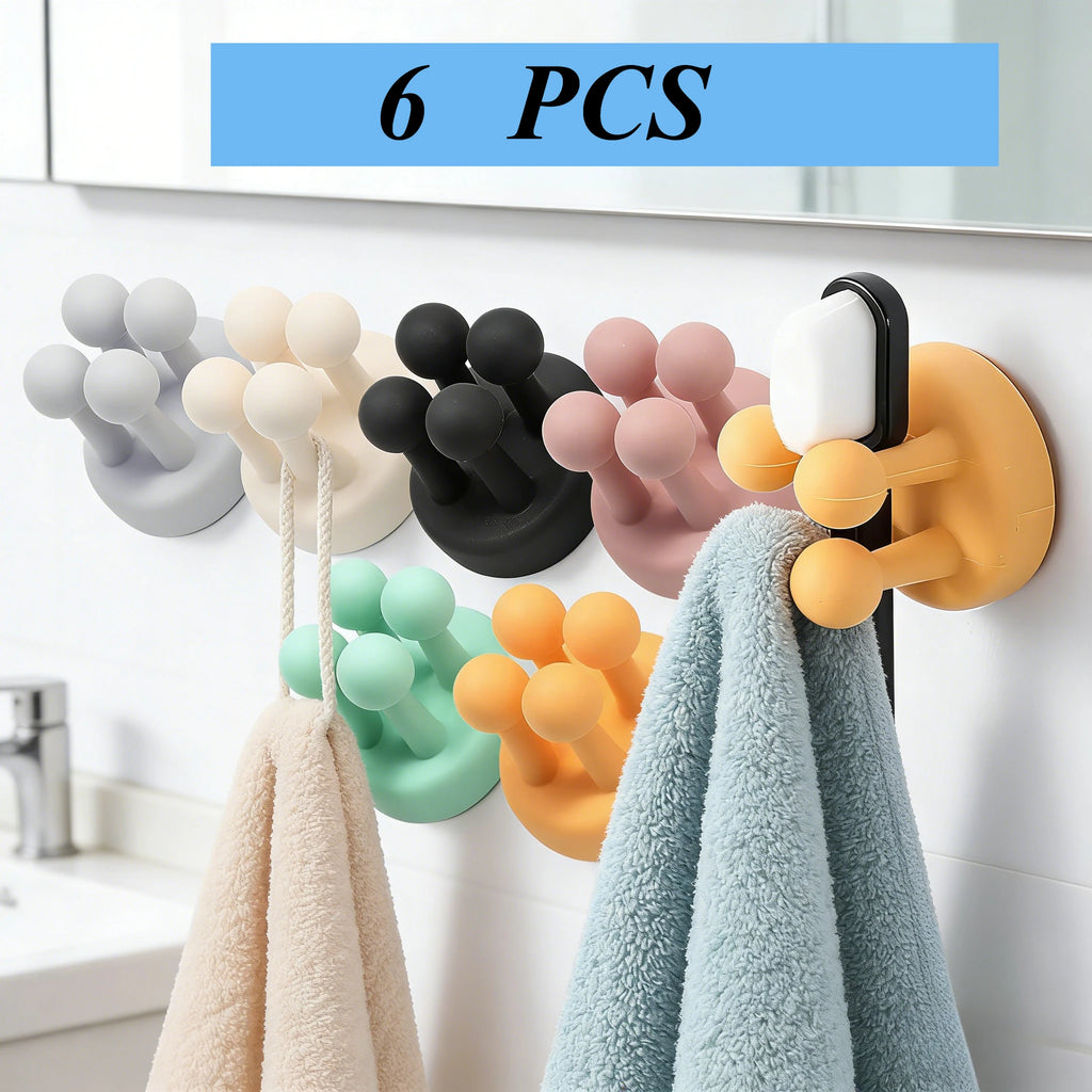 Silicone Toothbrush Holder Waterproof Self-Adhesive Wall Mounted Bathroom Kitchen Storage Organizer Adhesive Hooks No Drilling
