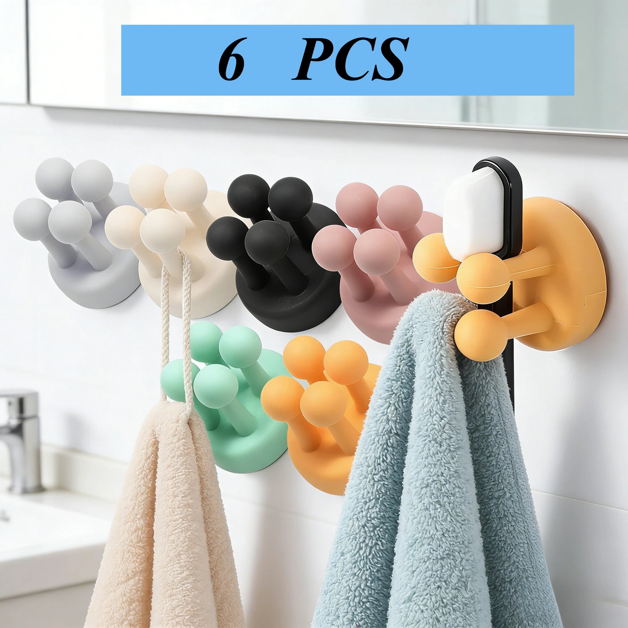 Silicone Toothbrush Holder Waterproof Self-Adhesive Wall Mounted Bathroom Kitchen Storage Organizer Adhesive Hooks No Drilling