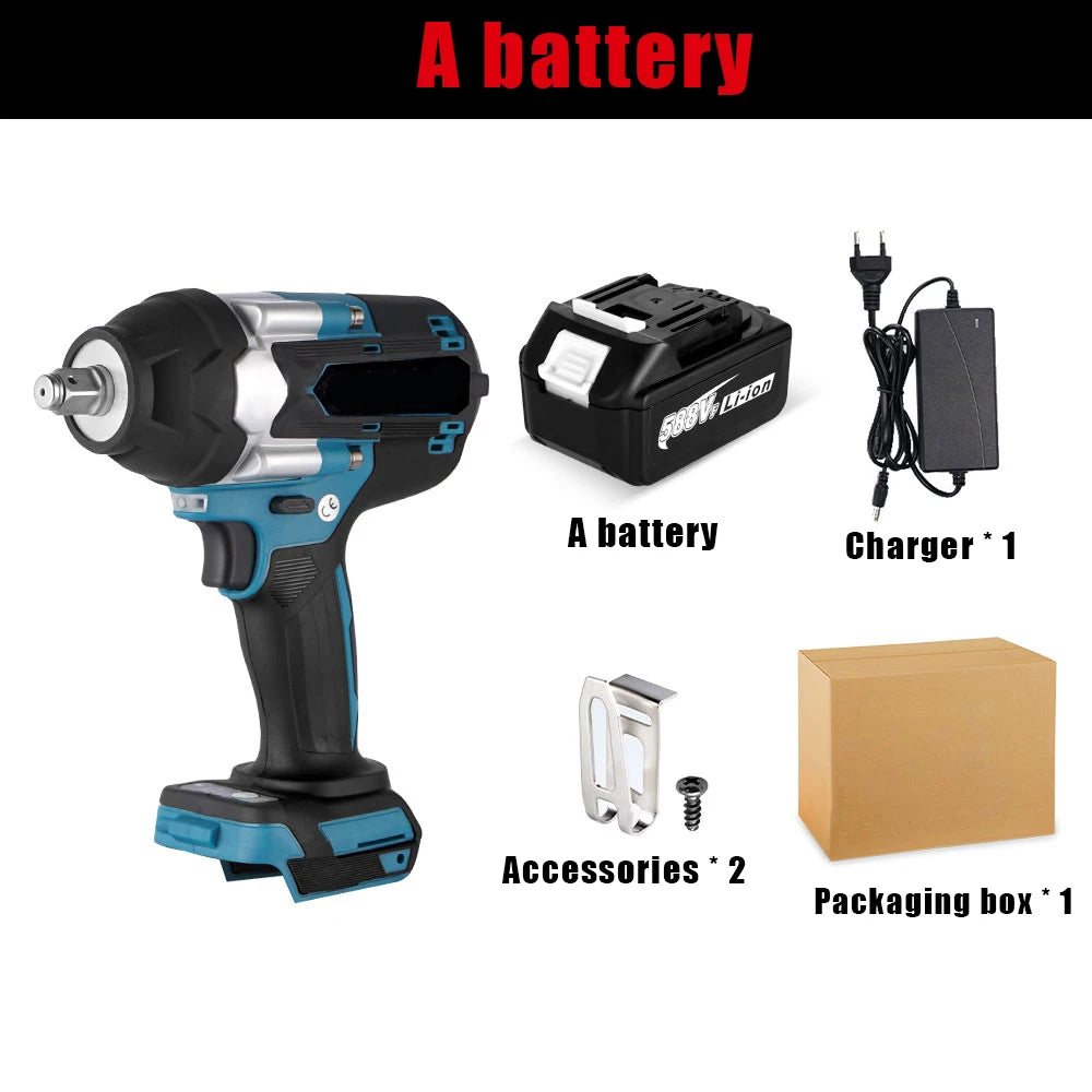 3000N.m 1/2" Cordless Electric Impact Wrench Variable Speed Brushless Electric Wrench Power Tool For Makita 18-21V Battery