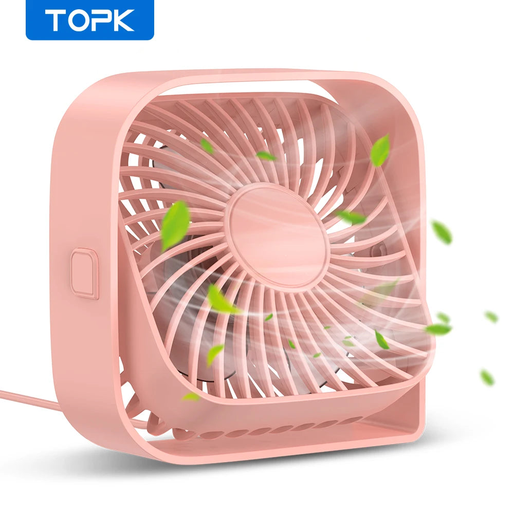 TOPK USB Desk Fan, Mini Fan Portable,3 Speeds Desktop Table Cooling Fan,Quiet Personal Small Fans for Room Home Desktop Office