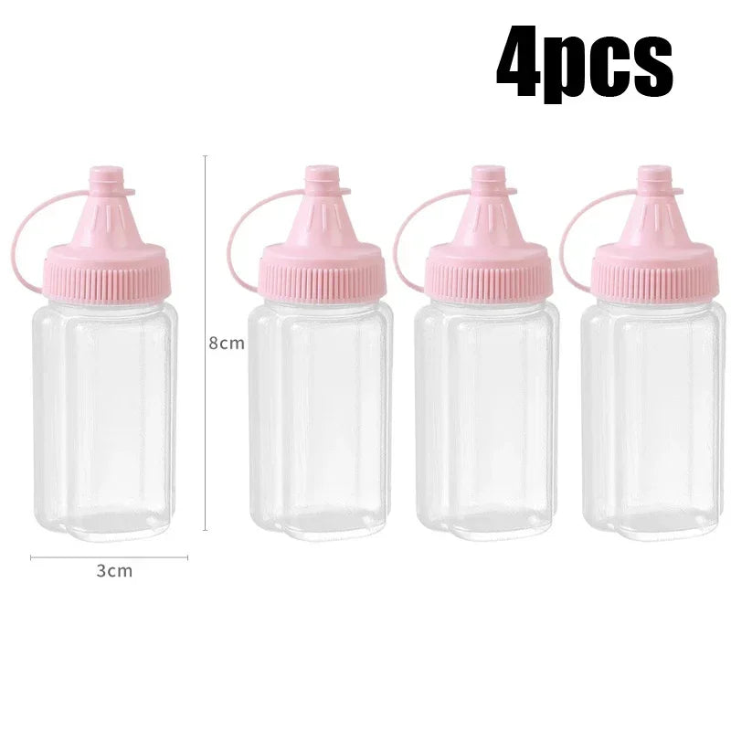 4Pcs Mini Sauce Bottles Condiment Dispenser Ketchup Bottle Mustard Salad Dressing Sauce Bento Container Kitchen Accessories