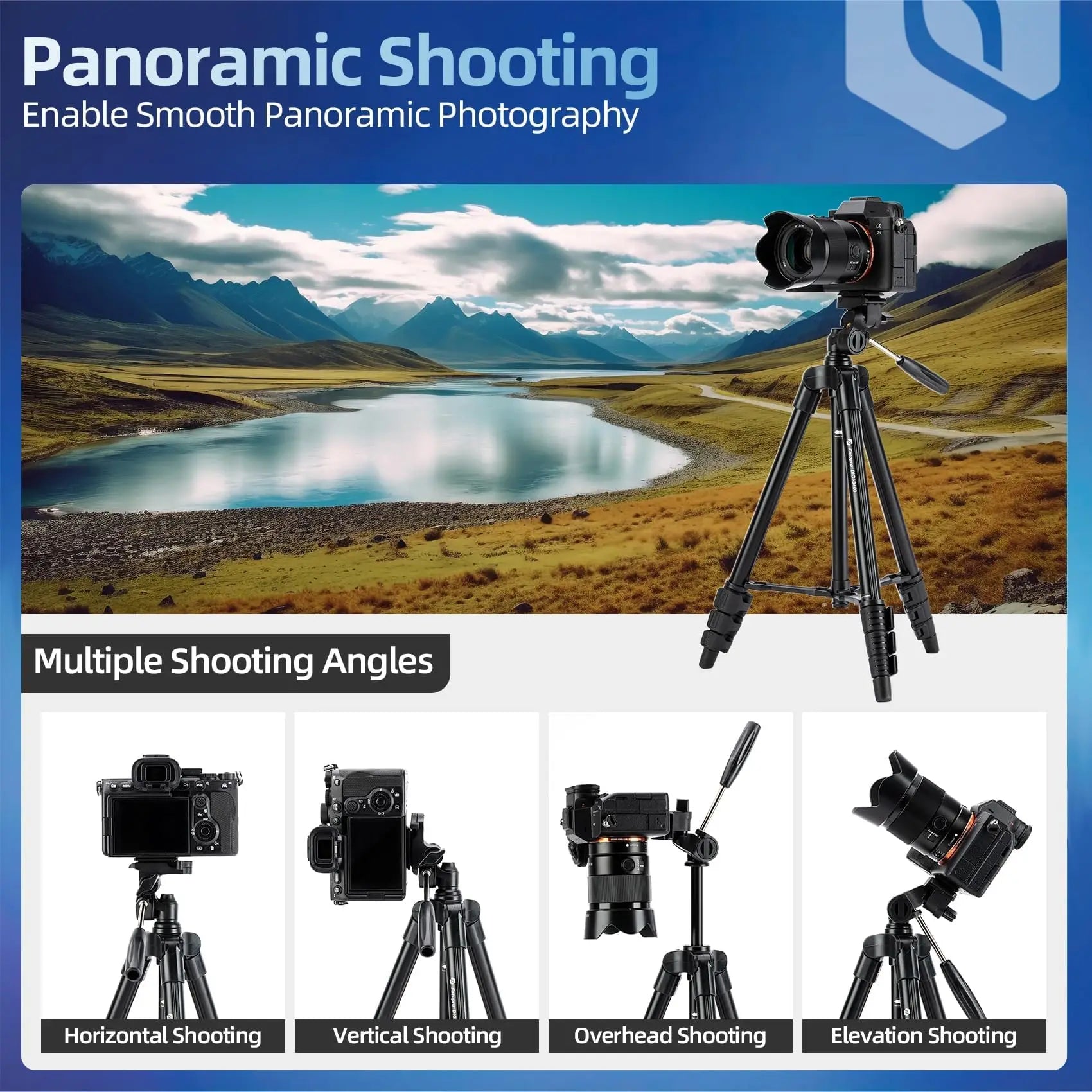 Fotopro 127CM Camera Tripod Ultra Lightweight Compact Travel Tripod with Quick Realease Plate Panoramic Video Head Tripod Bag
