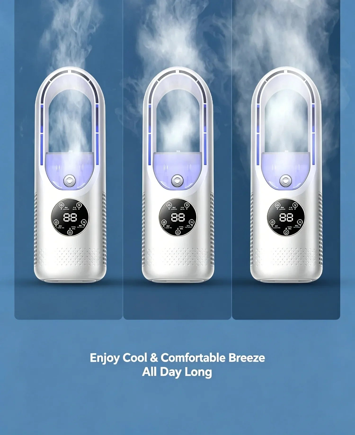 USB Direct Supply Desktop Cooling Humidifier Fan No Built-in Battery Silent Wide Angle Air Cooler With RGB Light Touch Control