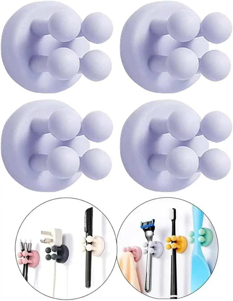 Silicone Toothbrush Holder Waterproof Self-Adhesive Wall Mounted Bathroom Kitchen Storage Organizer Adhesive Hooks No Drilling